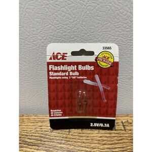 2 Pack Ace Flashlight Bulbs Standard Bulb 2-AA Batteries Flashlights 33565 New